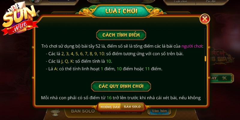 Xì Dách Hoàng Gia Sunwin - Hướng Dẫn Cách Chơi Từ A-Z 2 Cách tính điểm chi tiết cho anh em nắm rõ